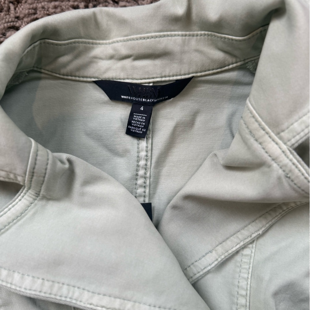 White House Black Market Sea Foam Green Double Breasted Cropped Jacket Size 4 - Picture 7 of 12